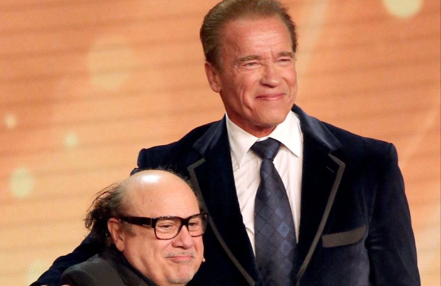 Danny DeVito and Arnold Schwarzenegger - 2015 Golden Camera - Getty BangShowbiz