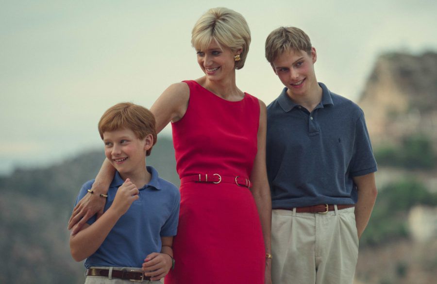 Elizabeth Debicki as Diana with Prince Harry and William - The Crown - Netflix BangShowbiz