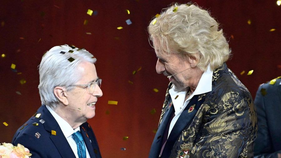 Frank Elstner und Thomas Gottschalk bei "Wetten, dass..?". (hub/spot)