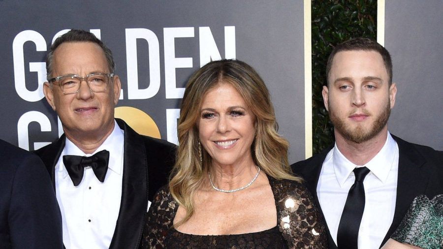 Tom Hanks und Rita Wilson mit ihrem Sohn Chet bei den Golden Globe Awards im Jahr 2020. (wue/spot)