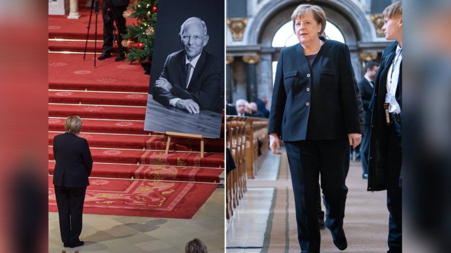 Angela Merkel beim Trauerstaatsakt von Wolfgang Schäuble. (dr/spot)
