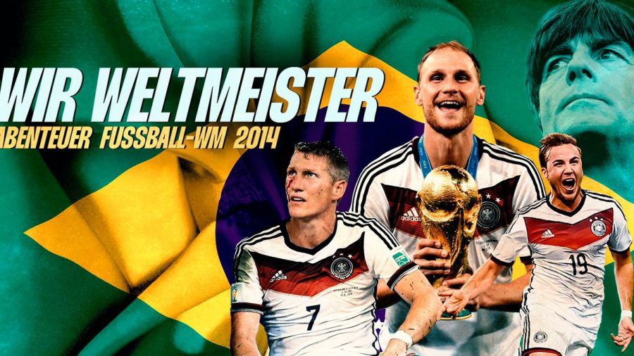 Bastian Schweinsteiger, Benedikt Höwedes, Mario Götze und Joachim Löw (v.l.) gehören zu den Protagonisten von "Wir Weltmeister. Abenteuer Fußball-WM 2014". (smi/spot)