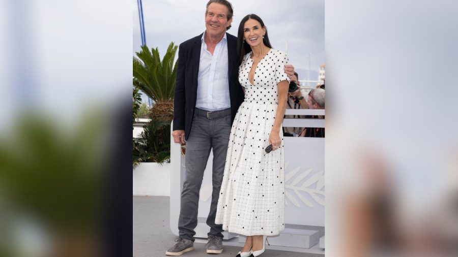 Demi Moore mit Dennis Quaid beim "The Substance"-Fototermin in Cannes. (ili/spot)