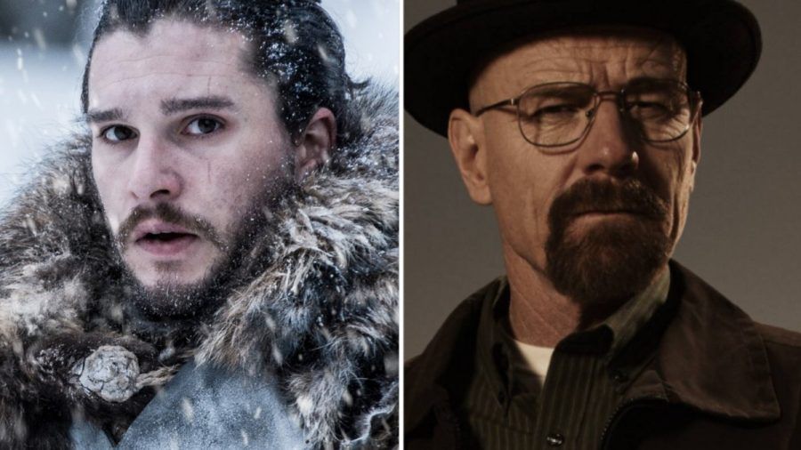 Die Hauptdarsteller zweier Serien, die Rekorde gebrochen haben: Kit Harington aus "Game of Thrones", daneben Bryan Cranston aus "Breaking Bad". (lau/spot)