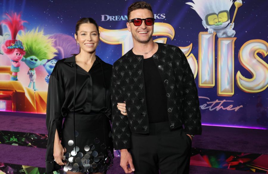 Jessica Biel and Justin Timberlake at Trolls Band Together Prem Hollywood Nov 2023 - Getty BangShowbiz