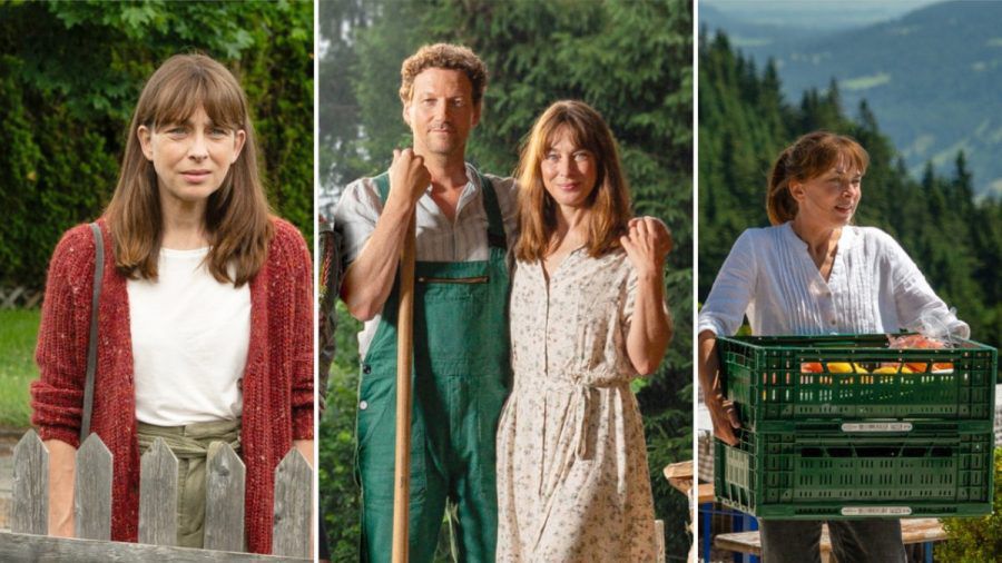 "Daheim in den Bergen": Seit 2018 verkörperte Catherine Bode die Bäuerin Marie Huber - in der Mitte mit Filmpartner Georg Leitner (Thomas Unger) zu sehen. (ili/spot)