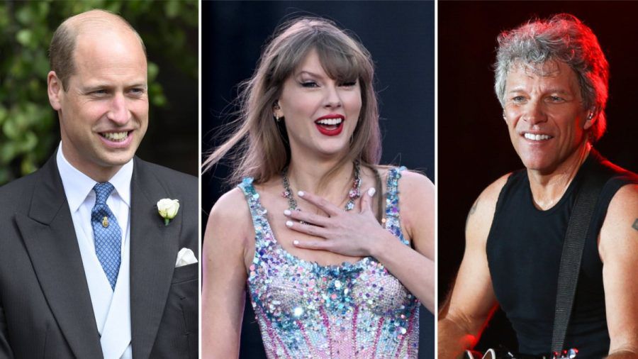 Nur zwei der berühmten Taylor-Swift-Besucher: Prinz William (l.) und Jon Bon Jovi (r.). (wue/spot)