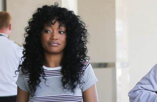 Keke Palmer -August  2015 - natural curly hair -  LAX - California - Getty BangShowbiz