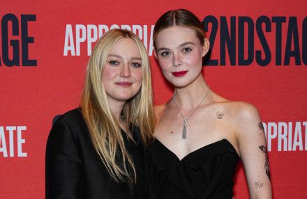 Dakota and Elle Fanning at Appropriate opening night Broadway after party - Getty - December 2023 BangShowbiz