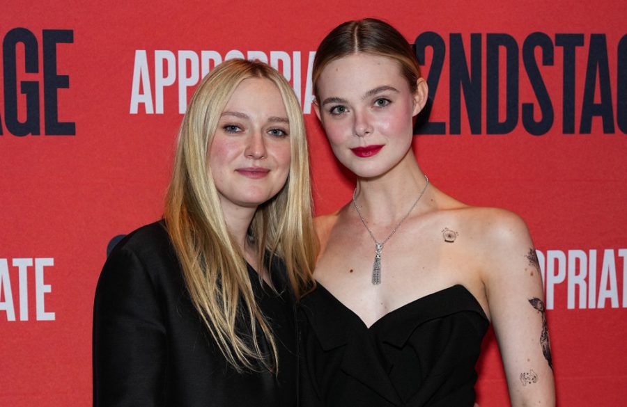 Dakota and Elle Fanning at Appropriate opening night Broadway after party - Getty - December 2023 BangShowbiz