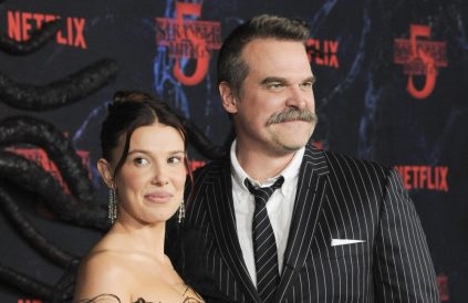 Millie Bobby Brown and David Harbour at Stranger Things premiere November 2025 Avalon BangShowbiz