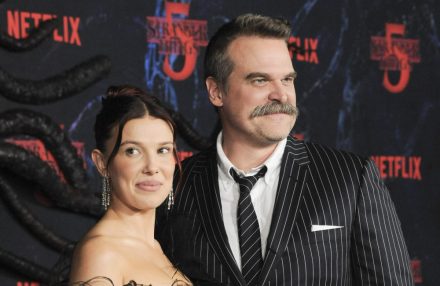 Millie Bobby Brown and David Harbour at Stranger Things premiere November 2025 Avalon BangShowbiz