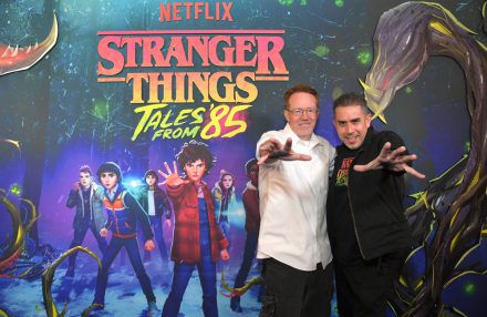 Ian Graham and Eric Robles at Stranger Things: Tales from '85 theatrical preview - Getty - April '26 BangShowbiz