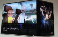 Rick and Morty on screen at Adult Swim FYC event - Getty - April 2024 BangShowbiz