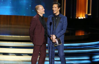 Woody Harrelson And Matthew McConaughey - 66th Emmy Awards - Nokia Theatre - August 25 2014 - Getty BangShowbiz