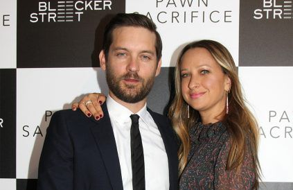 Tobey Maguire and Jennifer Meyer - Pawn Sacrifice premiere, LA - AUG 15 - photoshot BangShowbiz