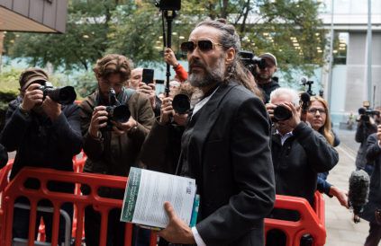 Russell Brand outside Southwark Crown Court Oct 2026 - Getty BangShowbiz